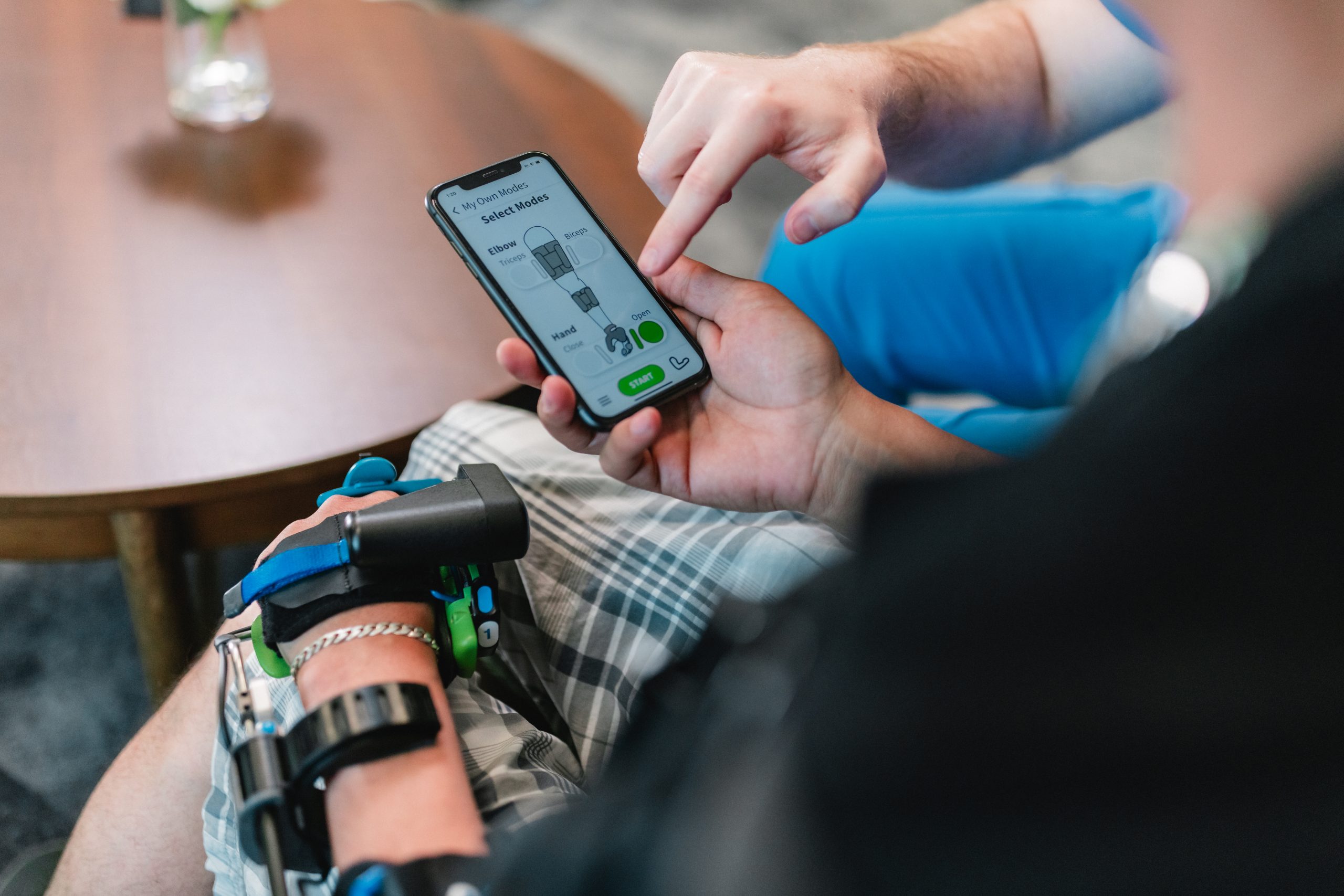Clinician or user viewing the Myomo App